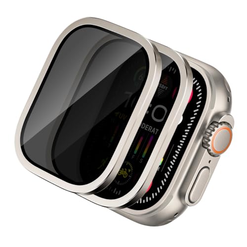 ZORBES® 2 Pack for Apple Watch Ultra 2 / Ultra 1 Screen Protector 49mm, 25 Degree Privacy 9H Tempered Glass Titanium Alloy Frame Touch Sensitive Waterproof HD Glass Film for iWatch Ultra 49mm ZORBES® 2 Pack for Apple Watch Ultra 2 / Ultra 1 Screen Protector 49mm, 25 Degree Privacy 9H Tempered Glass Titanium Alloy Frame Touch Sensitive Waterproof HD Glass Film for iWatch Ultra 49mm